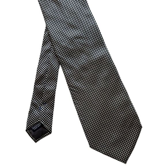 Daniel Cremieux Yellow Black Tie 100% Silk Made in France Polka Dot - Picture 1 of 6